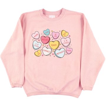Conversation Hearts - Callie Corded Sweatshirt - Blush